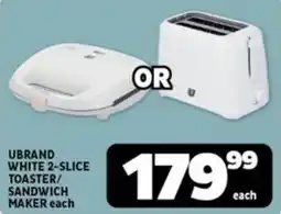 Usave Ubrand white 2-slice toaster/ sandwich maker offer