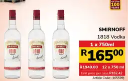 Jumbo Smirnoff 1818 Vodka offer