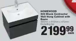 Build It Homewood 600 Black Contractor Wall Hung Cabinet with Basin offer