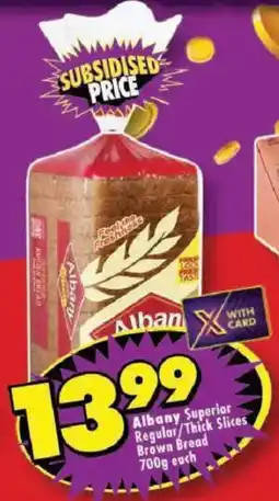Shoprite Albany Superior Regular/ Thick Slices Brown Bread offer