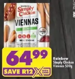 Shoprite Rainbow Simply Chicken Viennas offer