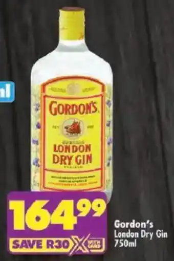 Shoprite Gordon's London Dry Gin offer