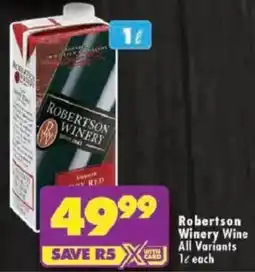 Shoprite Robertson Winery Wine All Variants offer