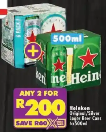 Heineken Original/ Silver Lager Beer Cans