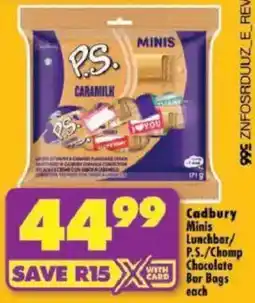Shoprite Cadbury Minis Lunchbar/ P.S./ Chomp Chocolate Bar Bags offer