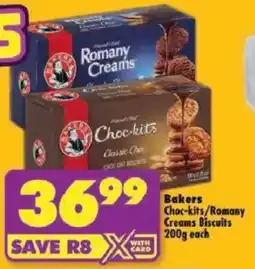 Shoprite Bakers Choc-kits/ Romany Creams Biscuits offer