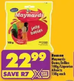 Shoprite Beacon Maynards Gums/ Jellies/ Liquorice Allsorts offer