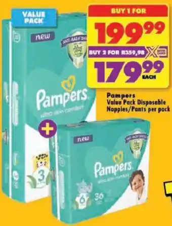 Shoprite Pampers Value Pack Disposable Nappies/ Pants offer