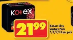 Shoprite Kotex Ultra Sanitary Pads offer