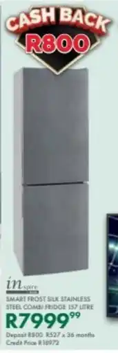 Beares Inspire smart frost silk stainless steel combi fridge offer