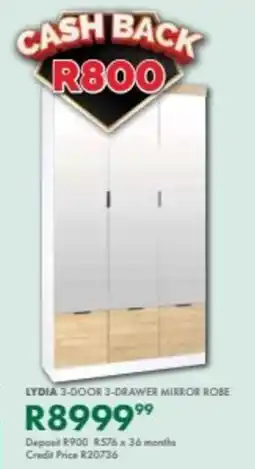 Beares Lydia 3-door 3-drawer mirror robe offer