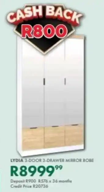 Beares Lydia 3-door 3-drawer mirror robe offer