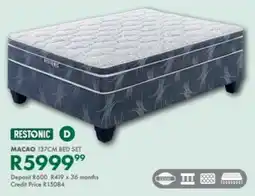 Beares Restonic macao 137cm bed set offer