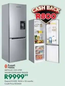 Beares Russell hobbs metallic water dispenser fridge offer