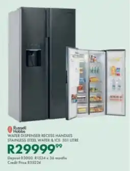 Beares Russell hobbs water dispenser recess handles stainless steel water & ice offer