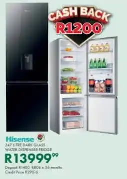 Beares Hisense dark glass water dispenser fridge offer