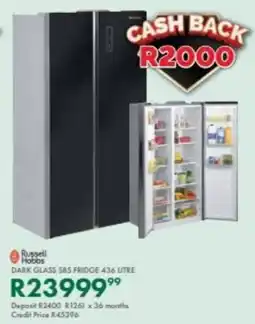 Beares Russell hobbs dark glass sbs fridge offer