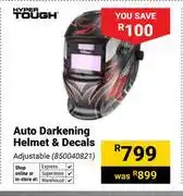 Builders Warehouse Hyper Tough Auto Darkening Helmet & Decals Adjustable 850040821 offer