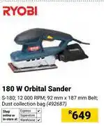 Builders Warehouse Ryobi 180W Orbital Sander S-180 offer