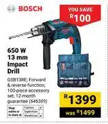 Builders Warehouse Bosch 650W 13mm Impact Drill 646309 offer
