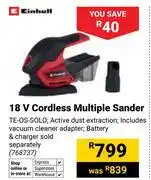Builders Warehouse Einhell 18V Cordless Multiple Sander TE-OS-SOLO 768737 offer