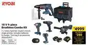 Builders Warehouse Ryobi 18V 9 Piece Brushless Combo Kit 850043347 offer