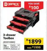 Builders Warehouse Qbrick 3-Drawer Toolbox 850010880 offer