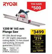 Builders Warehouse Ryobi 1200W 165mm Plunge Saw RT-1200 751315 offer