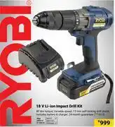 Builders Warehouse Ryobi 18V Li-Ion Impact Drill Kit 771613 offer
