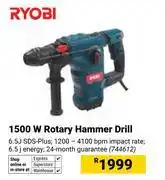 Builders Warehouse Ryobi 1500W Rotary Hammer Drill 6.5J SDS-Plus 744612 offer