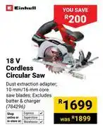 Builders Warehouse Einhell 18V Cordless Circular Saw 784296 offer