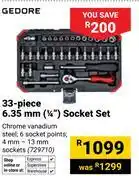 Builders Warehouse Gedore 33-Piece 6.35mm (1/4) Socket Set 729710 offer