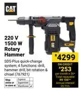 Builders Warehouse CAT 220V 1500W Rotary Hammer 767921 offer