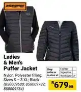 Builders Warehouse Interceptor Ladies & Men's Puffer Jacket-Each offer