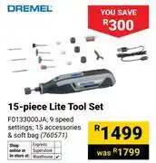 Builders Warehouse Dremel 15 Piece Lite Tool Set 760571 offer