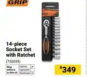 Builders Warehouse Grip 14-Piece Socket Set With Ratchet 750059 offer