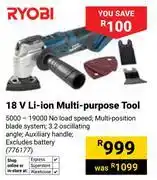 Builders Warehouse Ryobi 18V Li-Ion Multi Purpose Tool 776177 offer