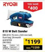 Builders Warehouse Ryobi 810W Belt Sander EBS-810 offer