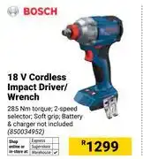 Builders Warehouse Bosch 18V Cordless Impact Driver/Wrench 850034952 offer