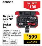 Builders Warehouse Gedore 16-Piece 6.35mm (1/4) Socket Set 701955 offer