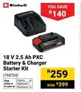 Builders Warehouse Einhell 18V 2.5 Ah PXC Battery & Charger Starter Kit 768724 offer