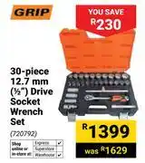 Builders Warehouse Grip 30-Piece 12.7mm (1/2) Drive Socket Wrench Set 720792 offer