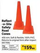 Builders Warehouse Reflect-O-Site Safety Road Cones 651936-Each offer