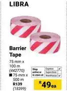Builders Warehouse Libra Barrier Tape 75mm X 100m 442770-Each offer