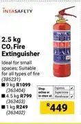 Builders Warehouse Inta safety 2.5kg CO2 Fire Extinguisher 385231 offer