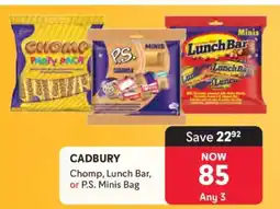 Makro CADBURY Chomp, Lunch Bar, or P.S. Minis Bag offer