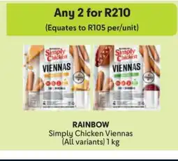 Makro Rainbow Simply Chicken Viennas offer
