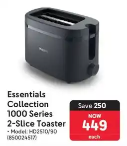 Makro Philips Essentials Collection 1000 Series 2-Slice Toaster offer