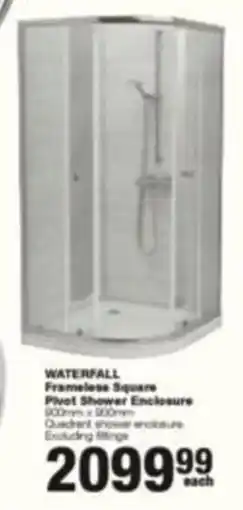 Build It Waterfall Frameless Square Pivot Shower Enclosure offer