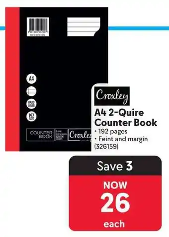 Makro Croxley A4 2-Quire Counter Book offer